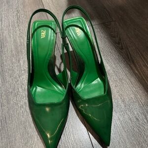 Zara Emerald Green Slingback Heels